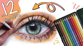 AUGE ZEICHNEN mit nur 12 BUNTSTIFTEN (Polychromos)! - Schritt für Schritt Auge Tutorial