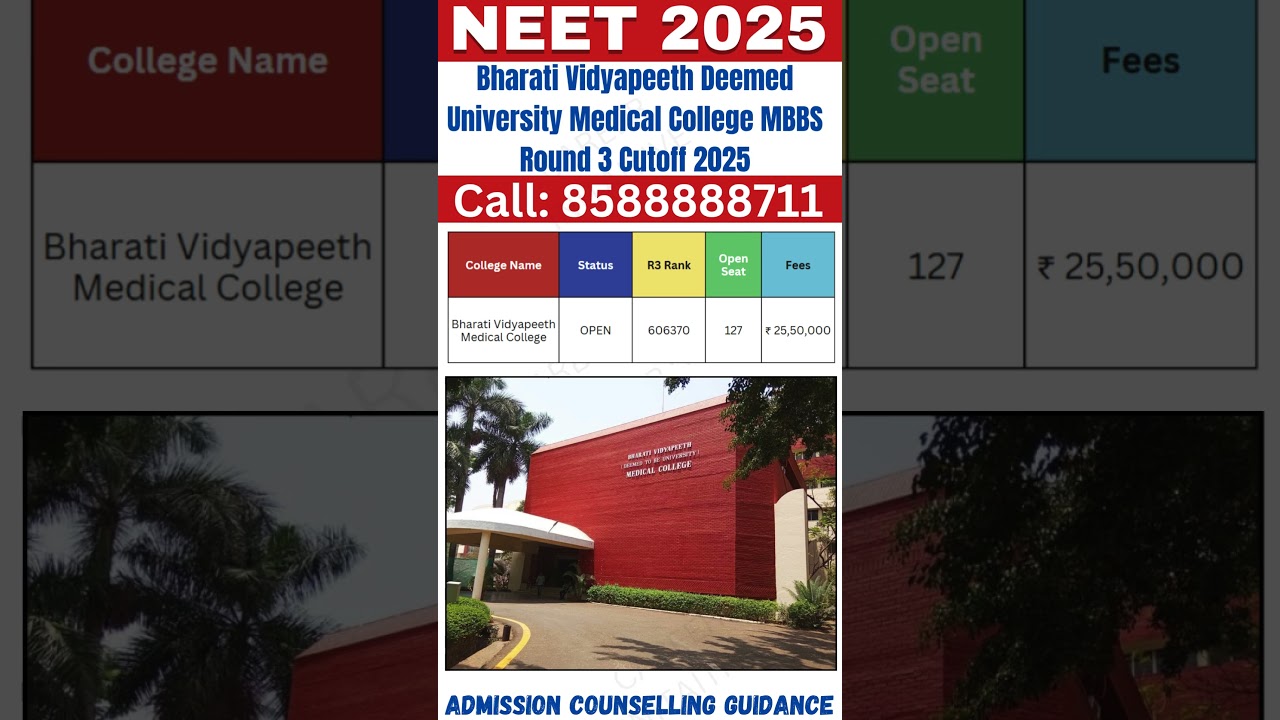 Bharati Vidyapeeth Deemed University Medical College MBBS Round 3 Cutoff 2025 