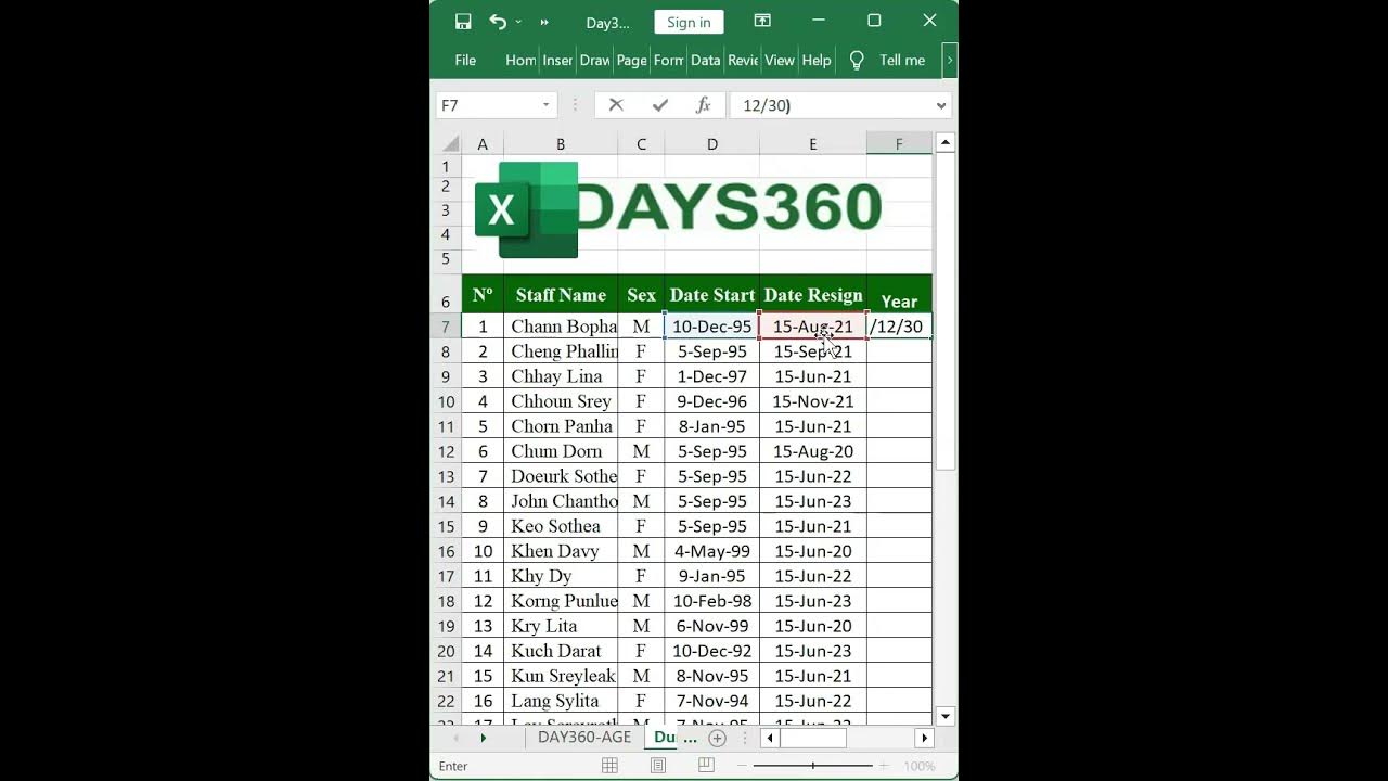Days360 function in excel duration resign chhunnan itcambodia excel