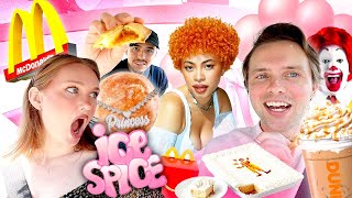 Tasting VIRAL Celebrity Foods! ICE SPICE Dunkin Donuts! McDonald’s Birthday Cake??