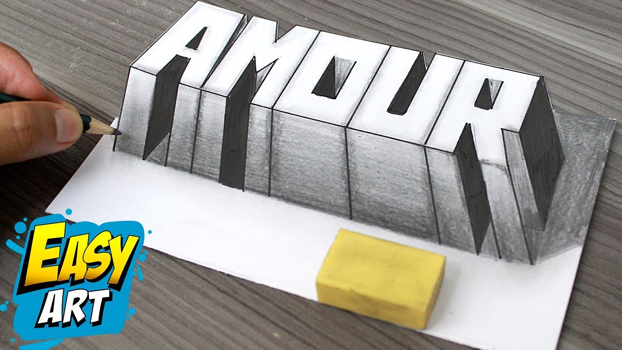 Comment Dessiner L Amour 3d How To Draw 3d Love Apprendre Les Couleurs Easy Art Youtube