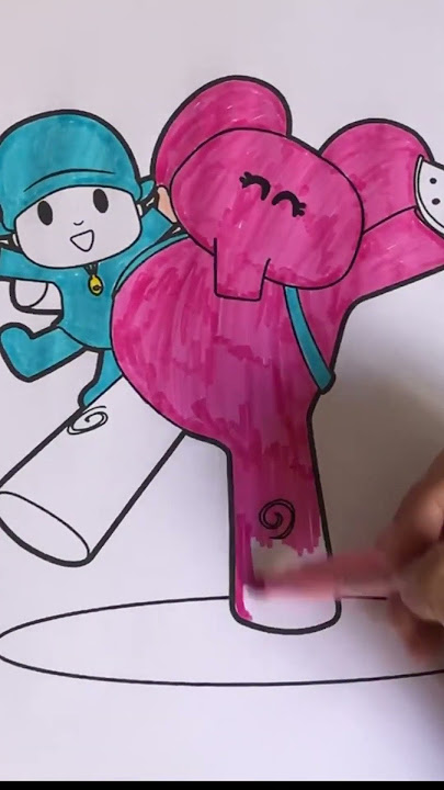 Desenhar E colorir Pocoyo E Seus Amigos 👶👧🏼🐶🐘🦆🐙 Desenhos