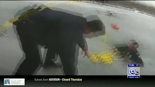 Body cam footage released from icy pond rescue involving teen and two Toledo police officers