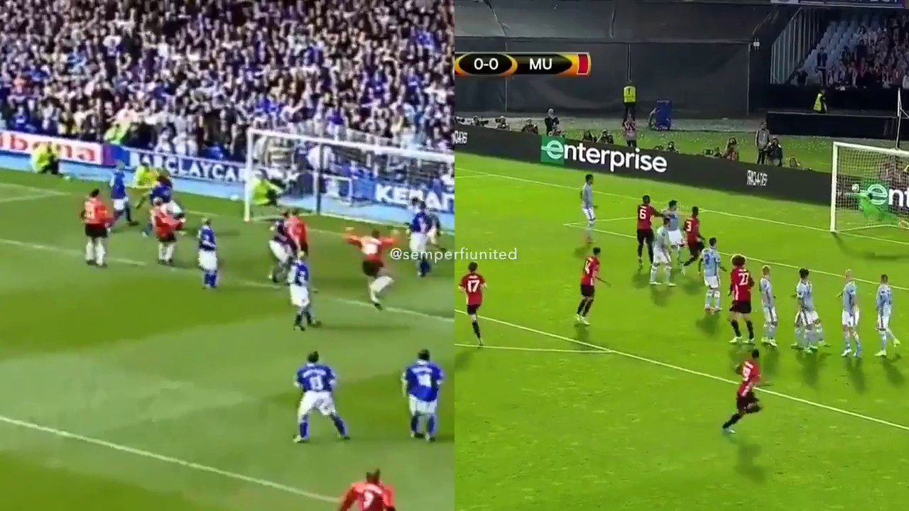 Beckham's last goal for United vs Rashford's latest goal for United. YouTube