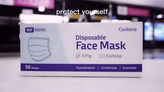 Conkote face mask - 50 Pcs , 3 Ply Soft Earloop Safety Mask, Blue Masks for Indoor and Outdoor Use