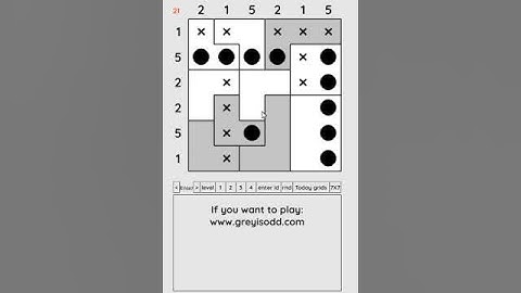 Grey is Odd - Today grids. Solution level 3 6X6 dated 04-19-2024 #logicpuzzles #logicgames  #games