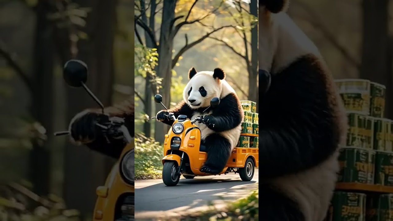 Funny cat or panda party Funny video with Ai based 