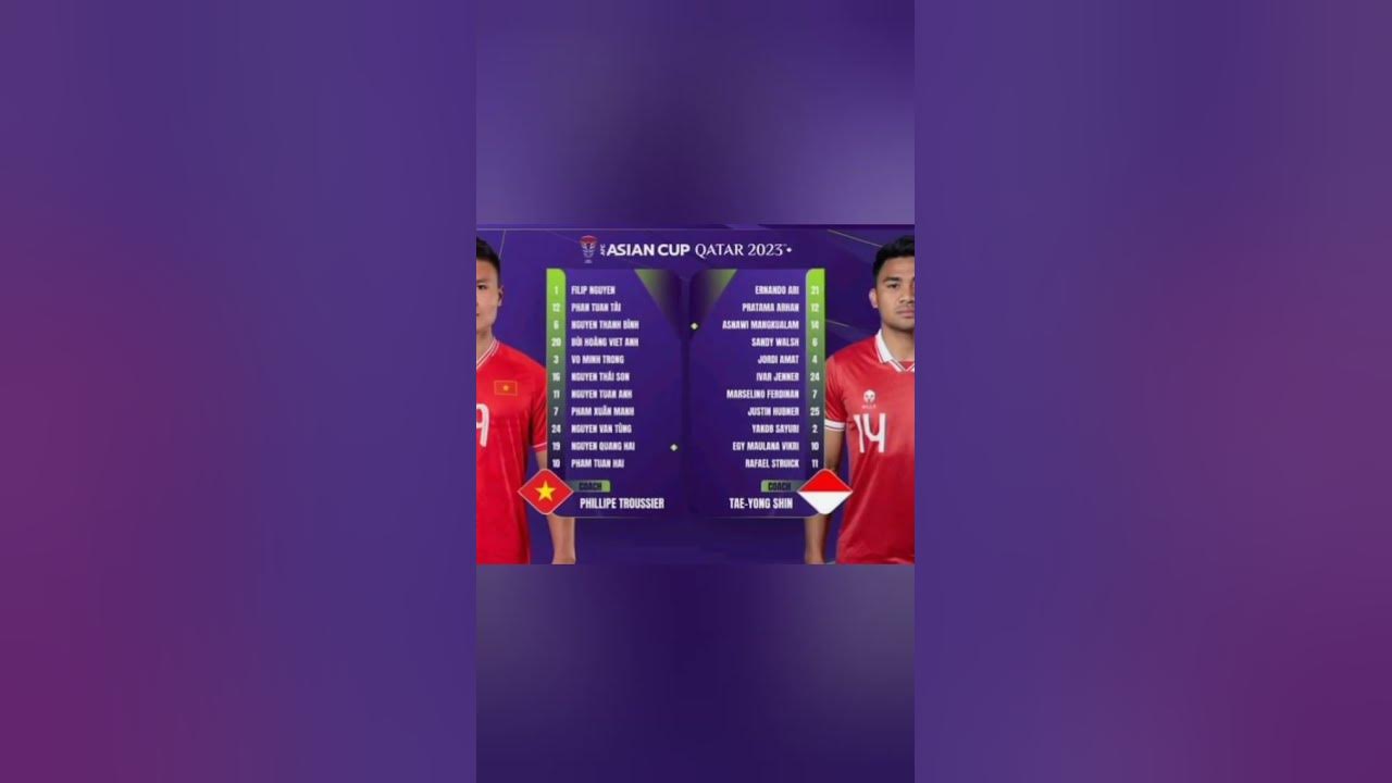 Starting line up vietnam vs indonesia youtube
