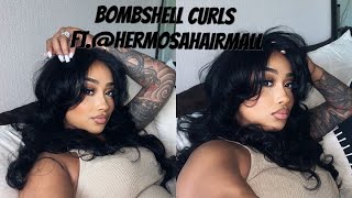 GLUELESS WIG INSTALL | BOMBSHELL CURLS | ft. Hermosa Hair