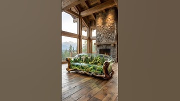 Absolutely gorgeous epoxy nature scene sofa! 🤯👏#interiordesign #epoxy #rustic