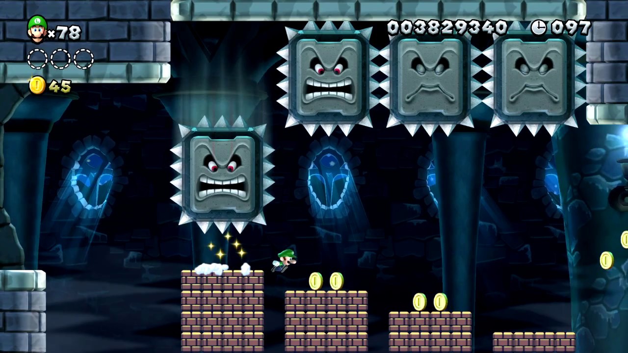 뉴 슈퍼루이지U DX World 4 프로즌대지 스타코인 공략