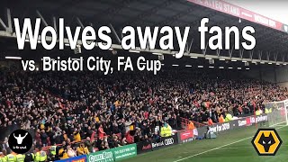 Loud Wolves fans away at Bristol City in the FA Cup