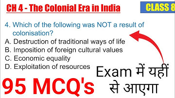 The Colonial Era in India Class 8 Mcq | Social Science class 8 Chapter 4 | New NCERT BOOK