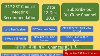 31st GST Council Meeting  Dec 2018