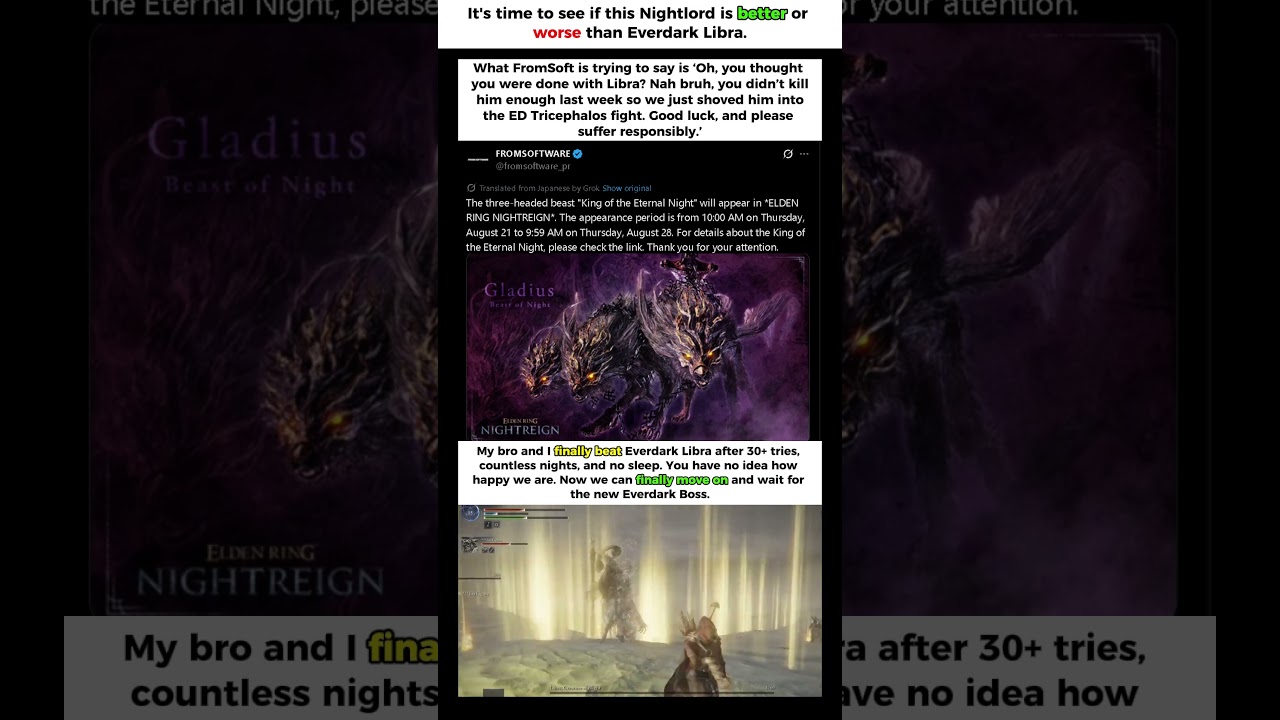 We beat Everdark Libra a day before ED Tricephalos comes out - Elden Ring: Nightreign