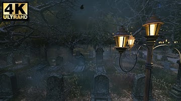 Immersive Halloween Ambience |4K 🎃👻 A Night In A Haunted Cemetery (3D Cinematic) Horror Ambience
