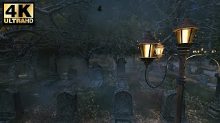 Immersive Halloween Ambience |4K  A Night In A Haunted Cemetery (3D Cinematic) Horror Ambience