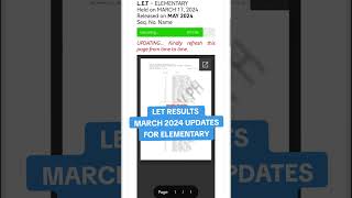 LET RESULTS MARCH 2024 UPDATES FOR ELEMENTARY