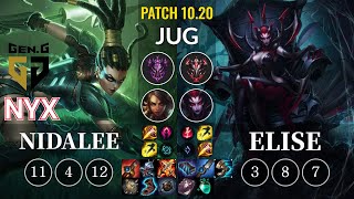 GEN Nyx Nidalee vs Elise Jungle - KR Patch 10.20