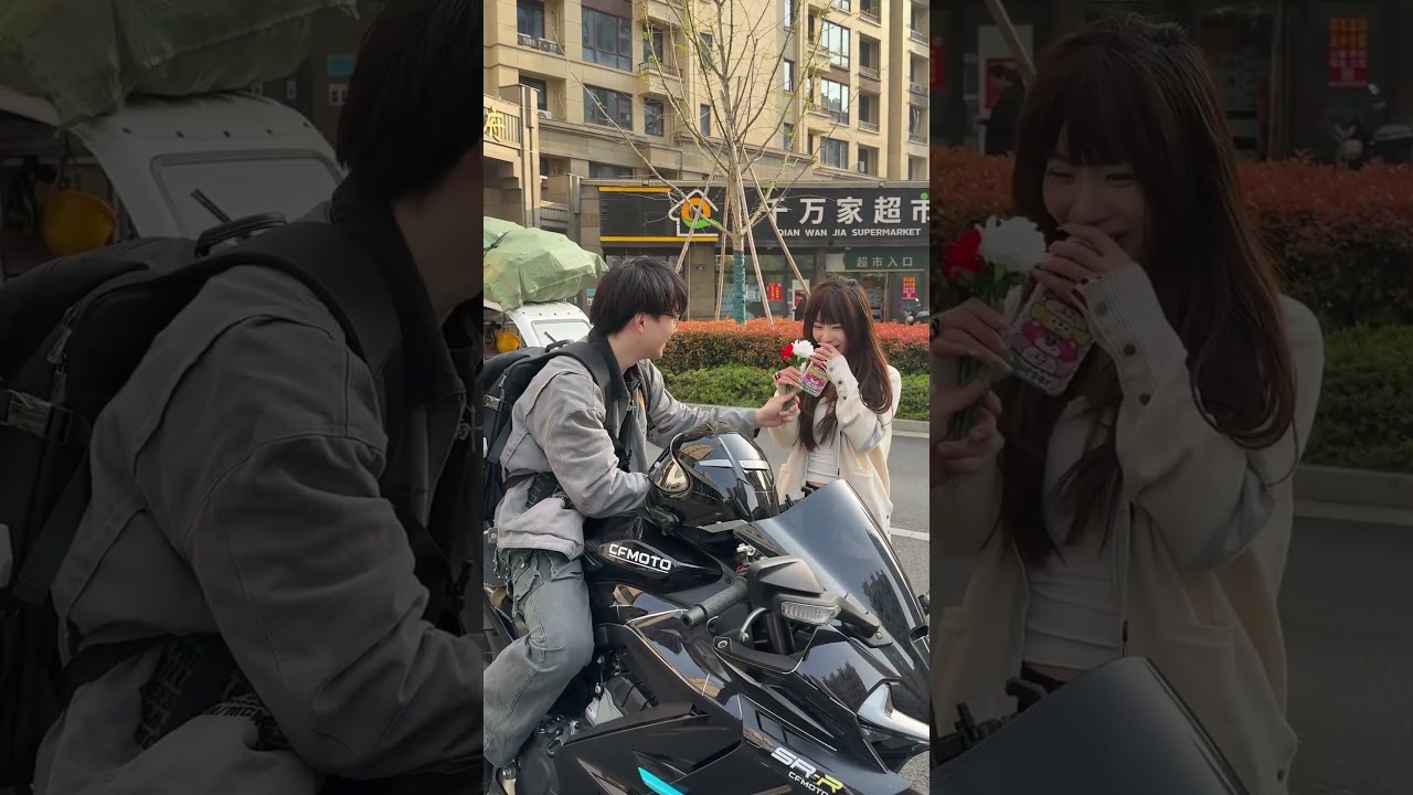 Hey beautiful, this rose is for you. Want to go motorcycle riding with me?  