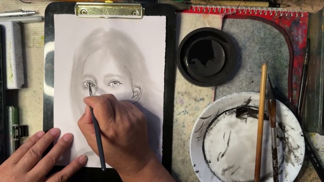 260103 每日水墨人物素描  Daily Water-ink Portrait Sketch  수묵 인물 스케치 水墨画の人物スケッチ