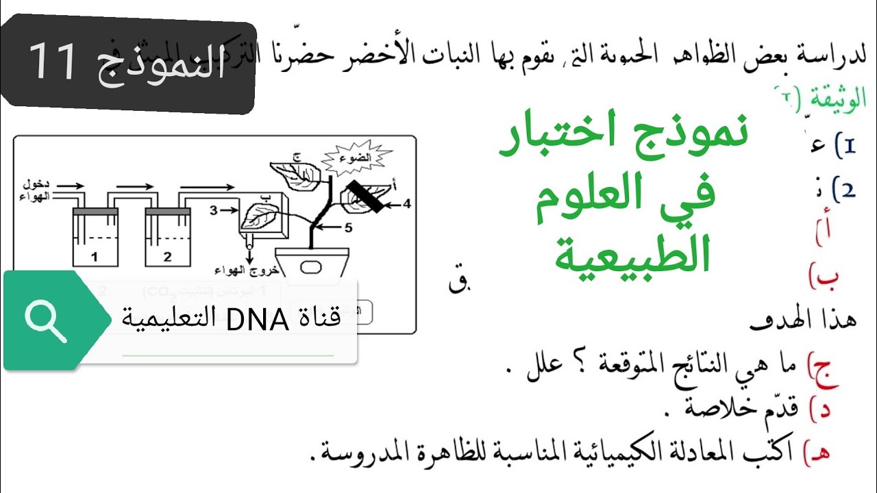 الاختبار الاول في العلوم الطبيعية للسنة الاولى ثانوي