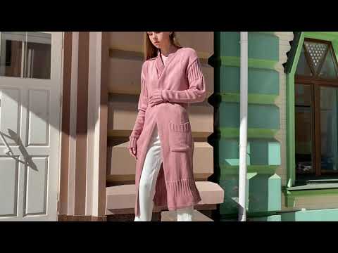 Вязаное пальто-кардиган из