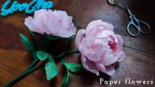 How to make peonies with paper crepe easy /DIY paper flowers/real sound