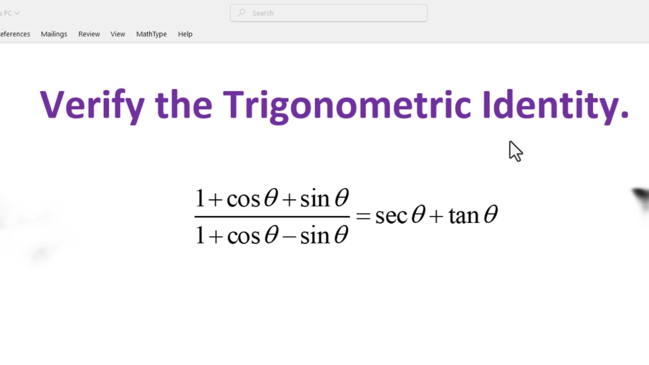 Verify the Trigonometric Identity - YouTube