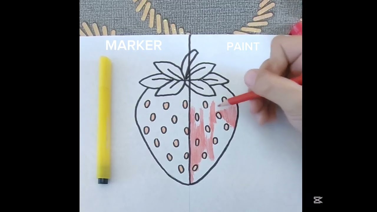 Strawberry Drawing🎨Markers vs Paints | Relaxing Art Showdown