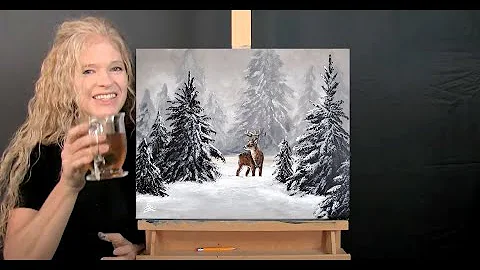 Learn How to Draw and Paint DEER IN WINTER - Paint...
