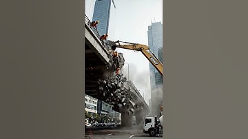 Excavator Accidentally Destroys Bridge Under Repair! 😬 #BridgeFail #ExcavatorMistake