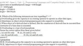 NTA UGC NET Computer Science Paper 2 Unit 3 Programming Languages and Computer Graphics June 2020 p2