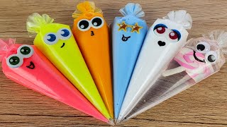 Making Glossy Slime With Colorful Cute Piping Bags ! Satisfying Asmr ! Part 256
