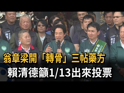 翁章梁開「轉骨」三帖藥方 賴清德籲1/13出來投票－民視新聞