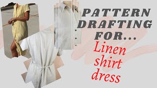 Pattern drafting for a shirt dress, that I made in my previous video.