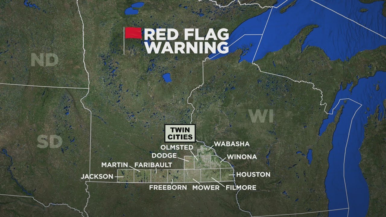 Red flag warnings issued for much of southern Minnesota - YouTube