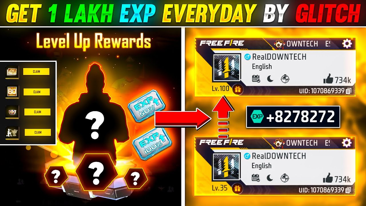 1 TO 100 LEVEL UP GLITCH 10X FASTER 😱 ONLY 0.1% PEOPLE KNOWS || BRAZIL LEVEL PUSH TRICK- FREE FIRE￼🔥