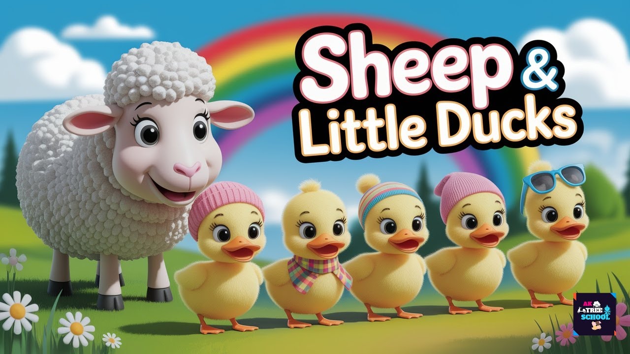5 Little Ducks with Sheep | Counting Song for Toddlers | AK Tree School Kids Animation