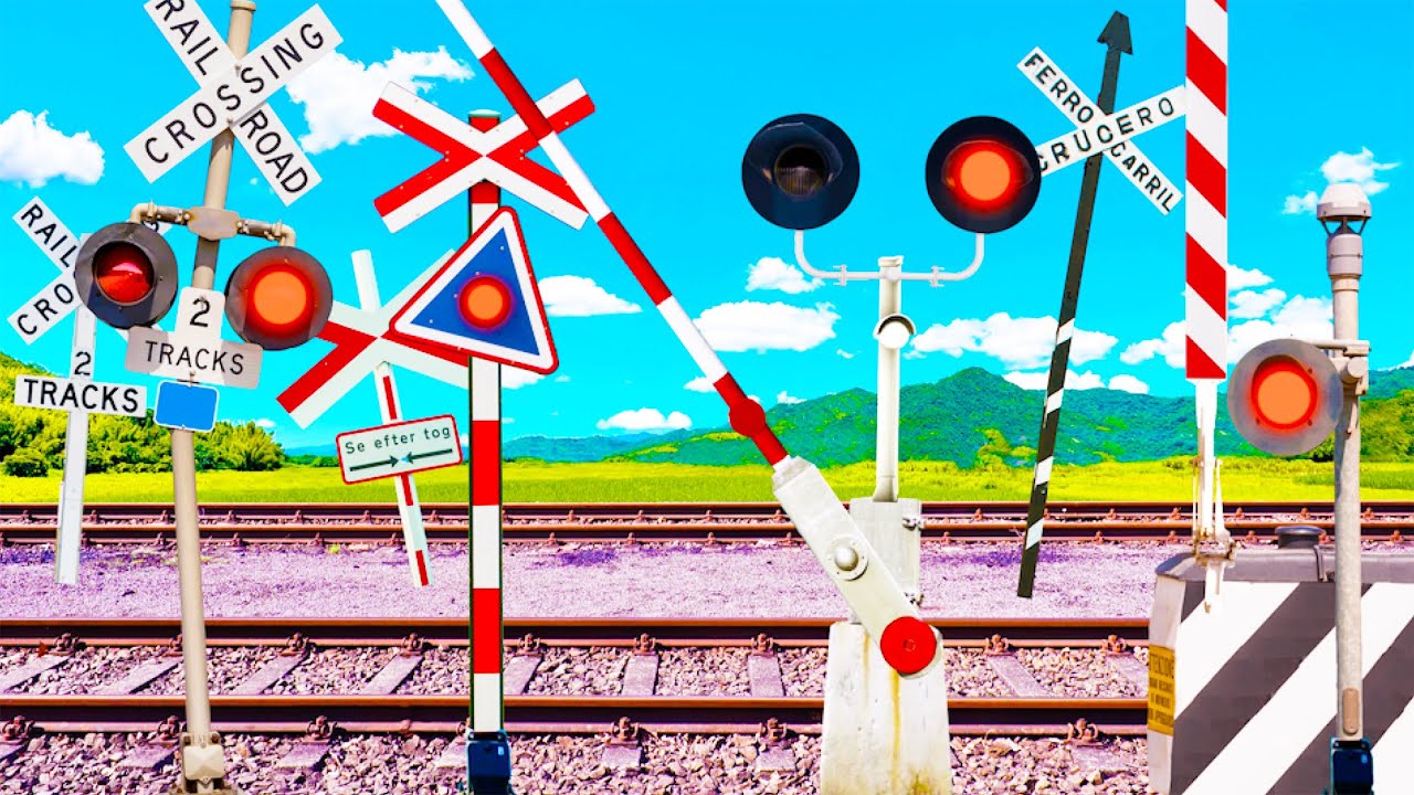 Falling Railroad Crossing Sign
