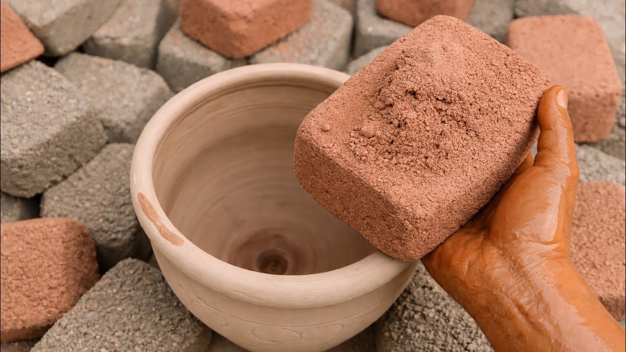 Two textures🔥grainy red dirt&mud concrete dry claypot & water crumbling oddly satisfying