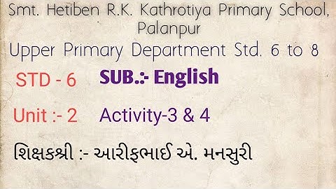 Std 6 Unit 2 activity 3 and 4 English sem 1