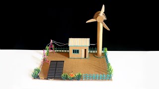 How to Make Model of Wind Turbine & Solar panels   Solar Panels School Project