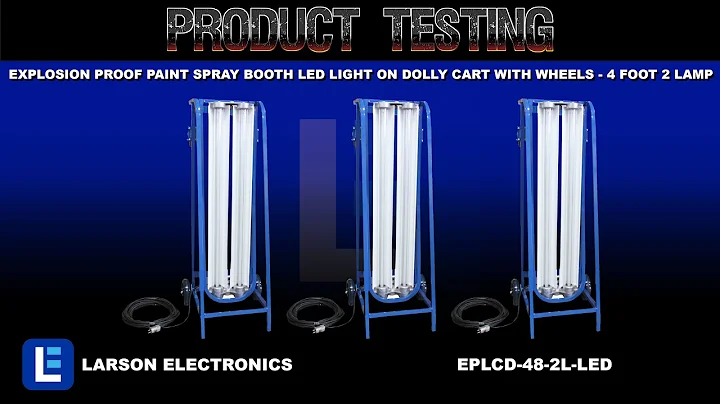 Explosion Proof Paint Spray Booth LED Light on Dolly Cart with Wheels - 4 foot 2 lamp