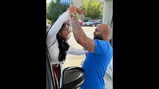 When Domini sets a fire to Mike at the gas station!