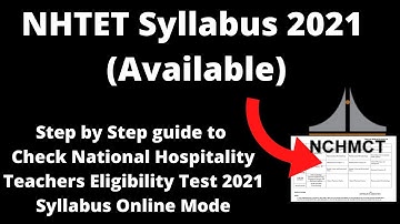 NHTET Syllabus 2021 (Available) - How to Check National Hospitality Teachers 2021 Syllabus