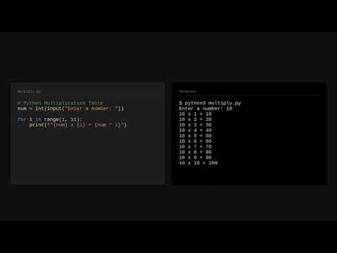 TECH110: Module 2 Activity - Python Multiplication Table Walkthrough