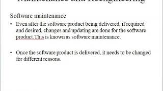 Software Engineering-Maintenance & Re-engineerring