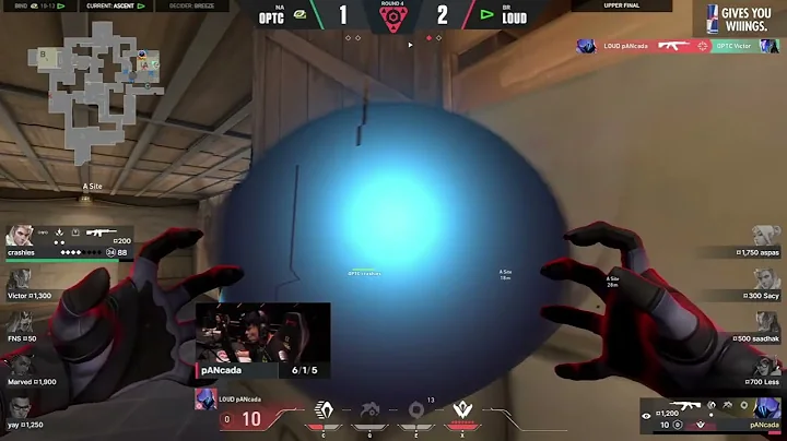 Loud pancada UNBELIEVABLE omen tp 1v2 clutch vs OpTic - Valorant champions