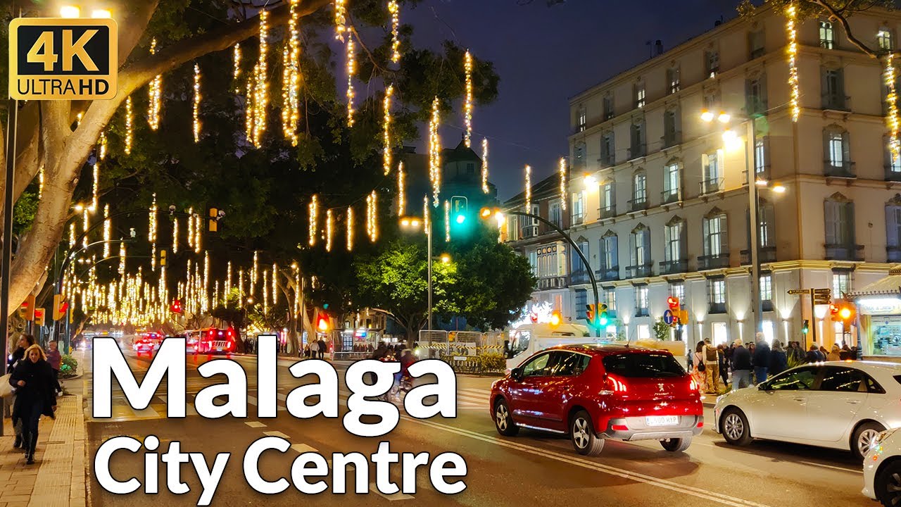 Walking Tour of Malaga City Centre in December 2022, Costa del Sol,  Spain (4K Ultra HD)